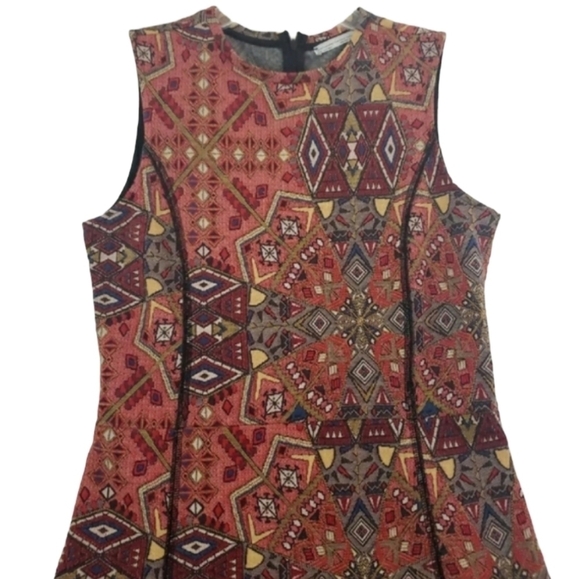 Zara Trafaluc Fall Winter Collection ~Size M~Red/Blue Geometric Print Dress. - Picture 10 of 12